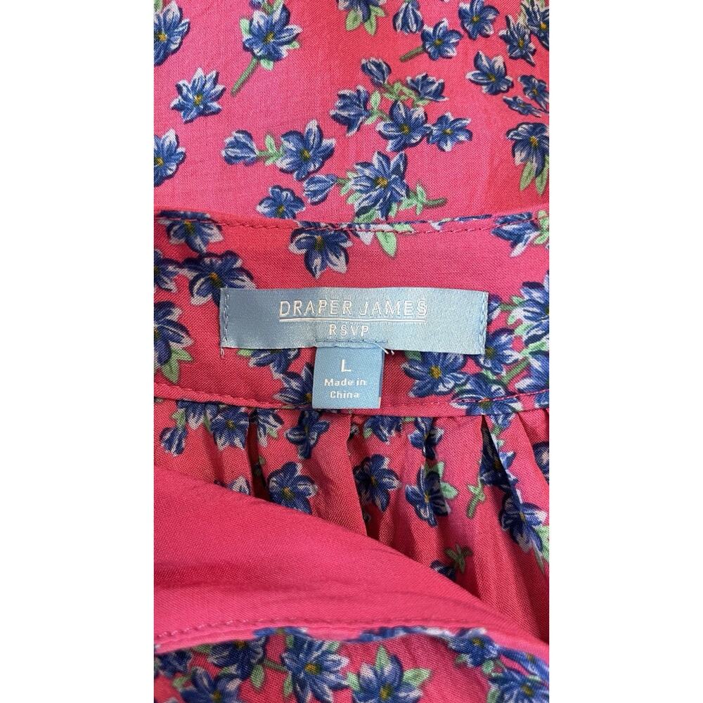Draper James RSVL Floral Smocked Preppy Cottagecore Mini Dress Pink Blue Large L - Picture 8 of 11
